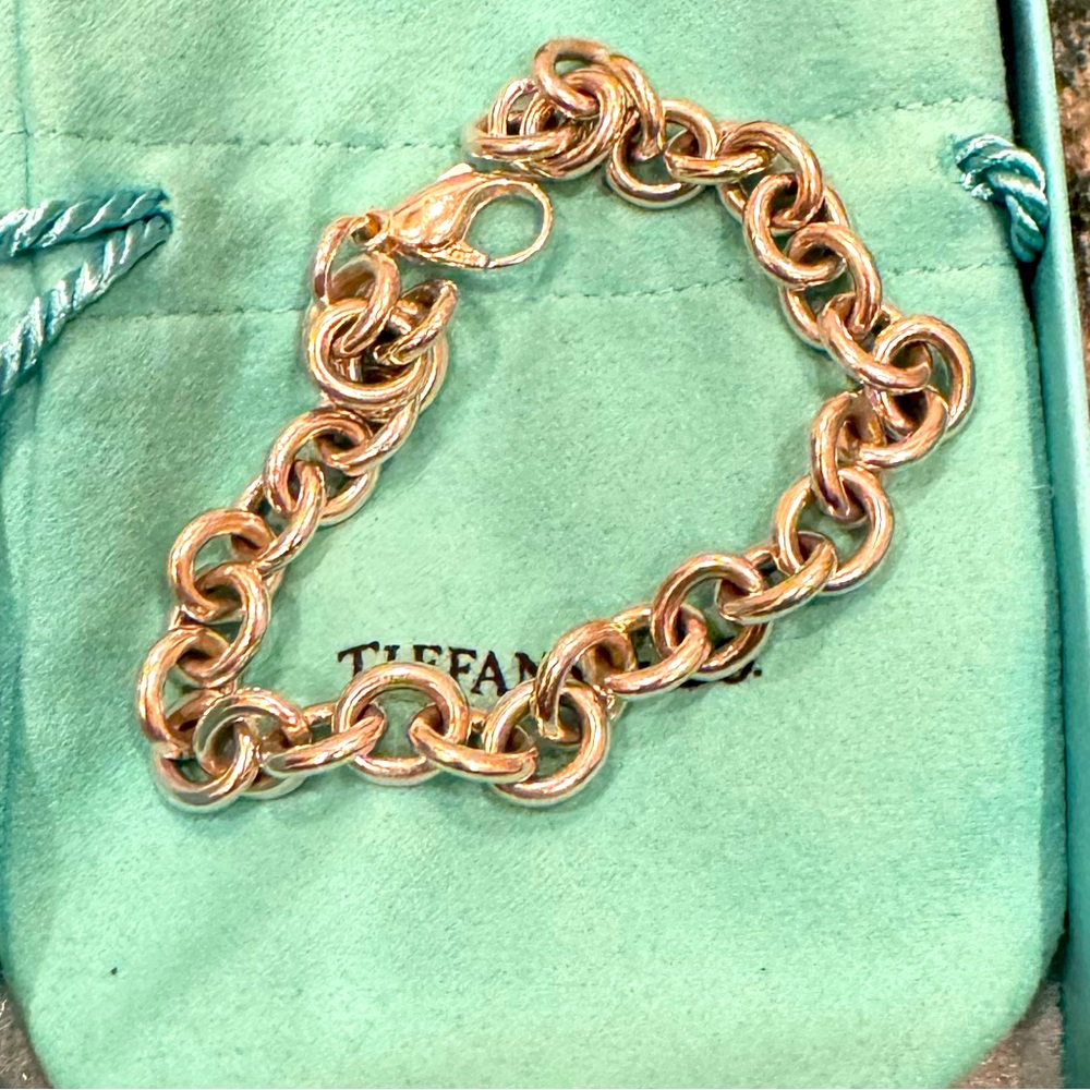 Tiffany round link bracelet sterling silver size large